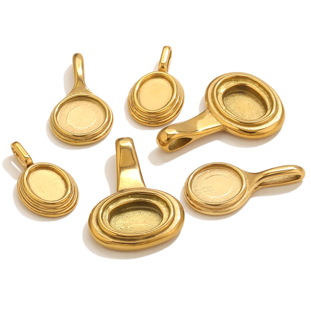 Pendant Blank Bezel - Bandejas ovaladas redondas de acero inoxidable,