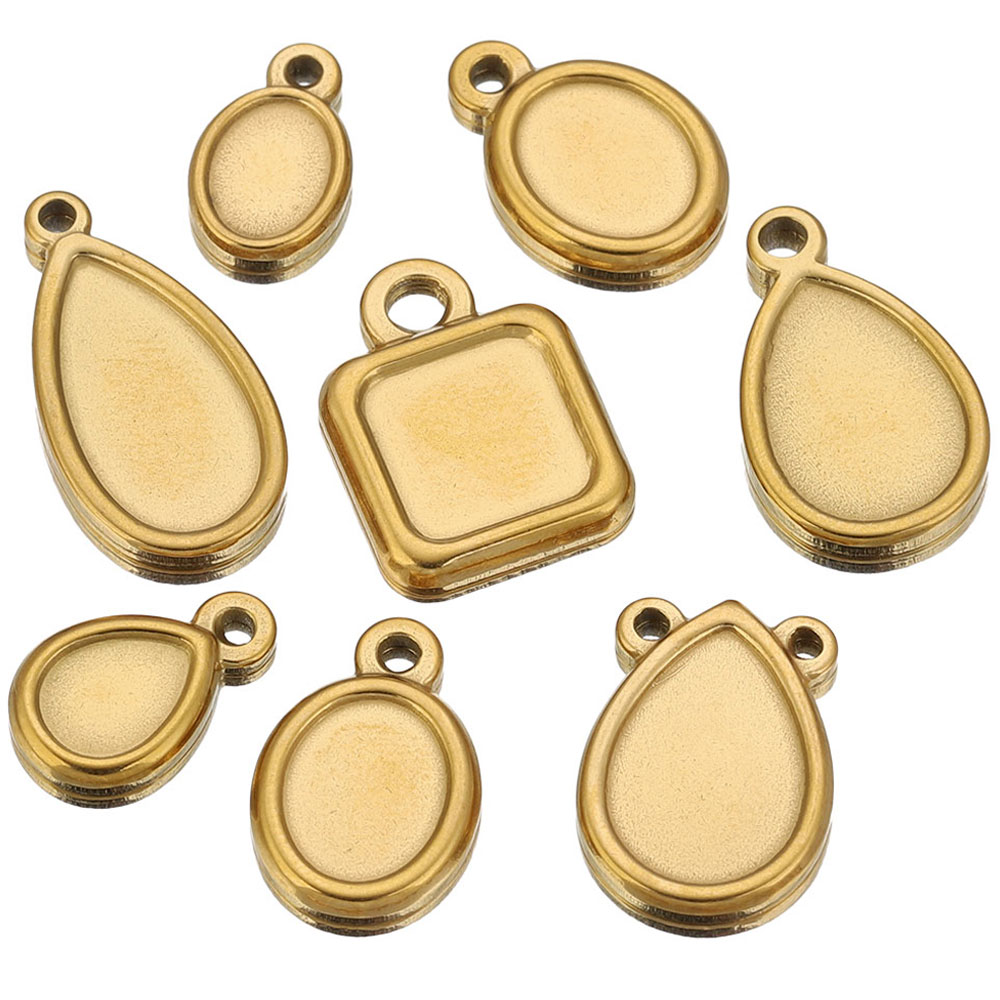 Pendant Blank Bezel - 5 piezas de acero inoxidable, bases
